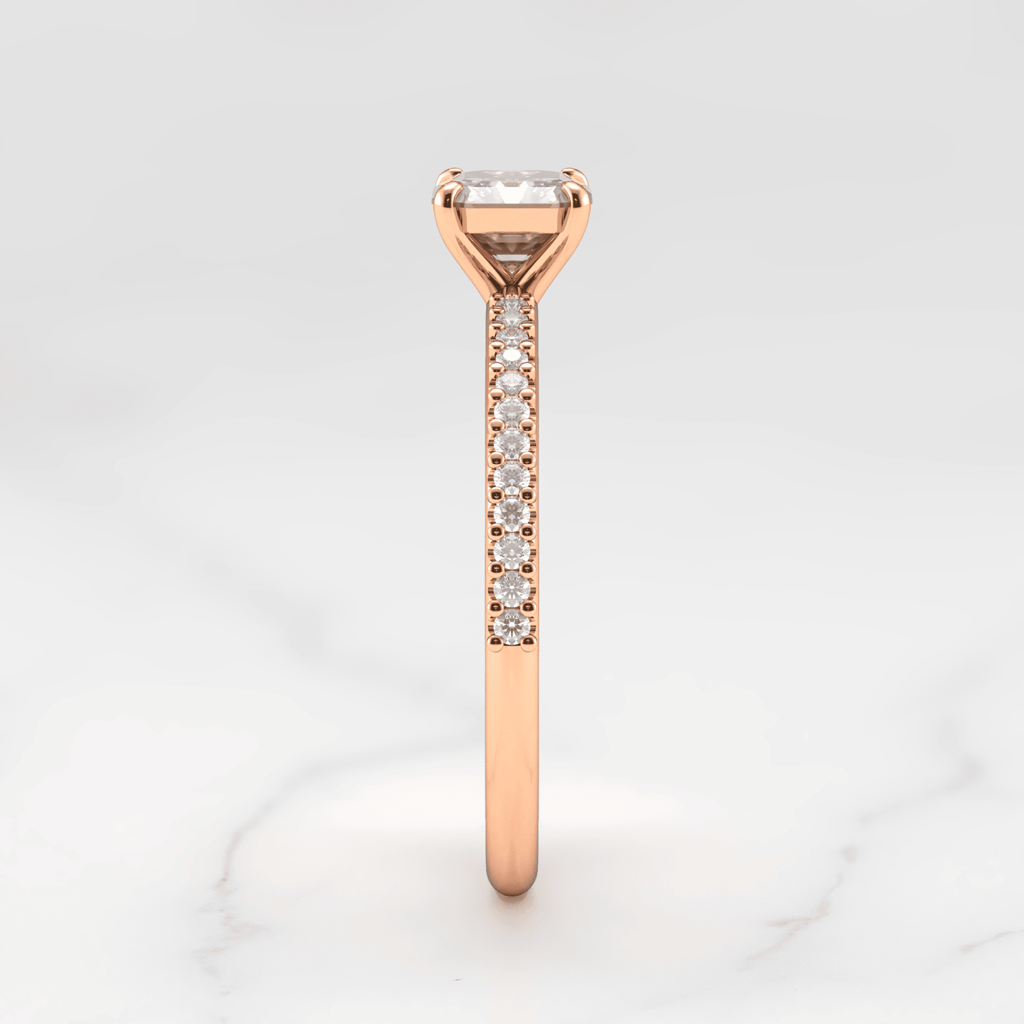 Asscher Cut Lab beli dijamant na Half Pave Eterniti dijamantskom prstenu