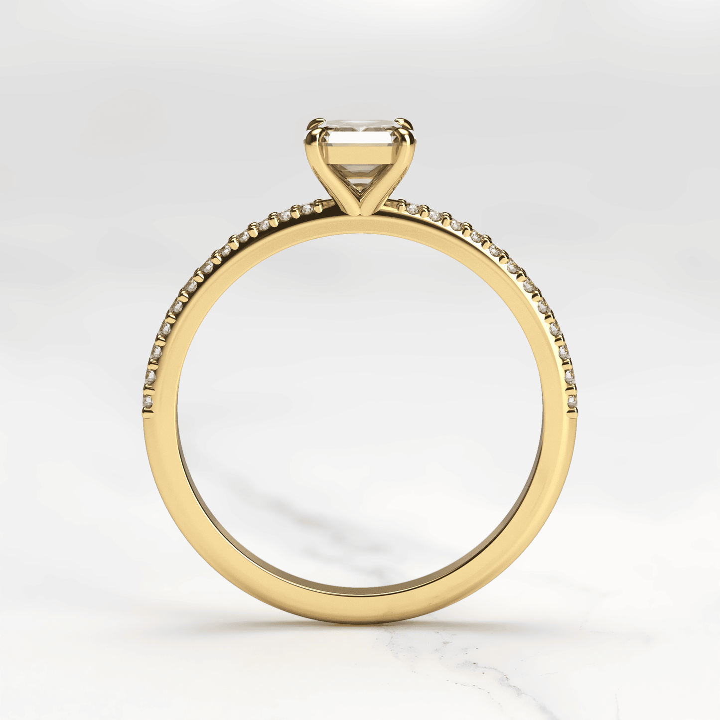 Asscher Cut Lab beli dijamant na Half Pave Eterniti dijamantskom prstenu