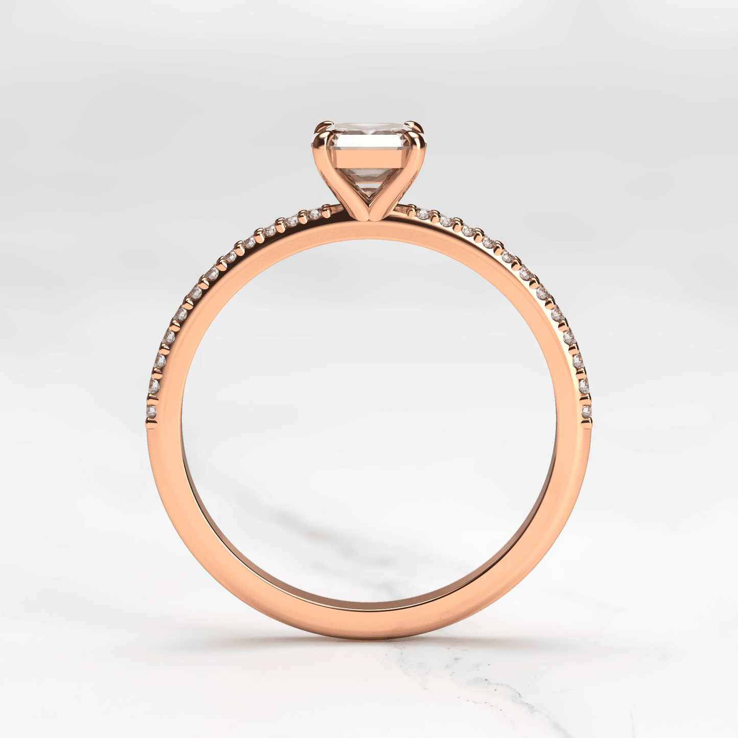 Asscher Cut Lab beli dijamant na Half Pave Eterniti dijamantskom prstenu
