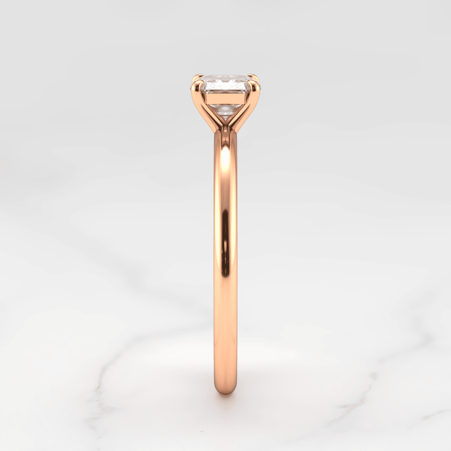 Asscher Cut Vhite Lab Diamond Solitaire Prsten