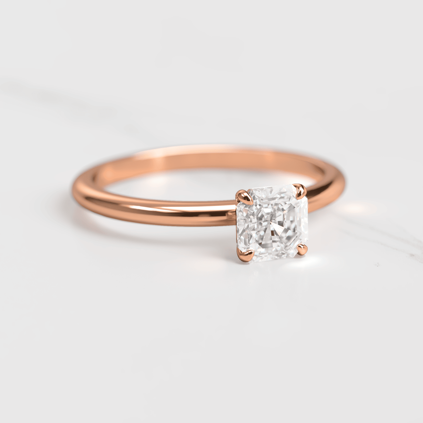 Asscher Cut Vhite Lab Diamond Solitaire Prsten