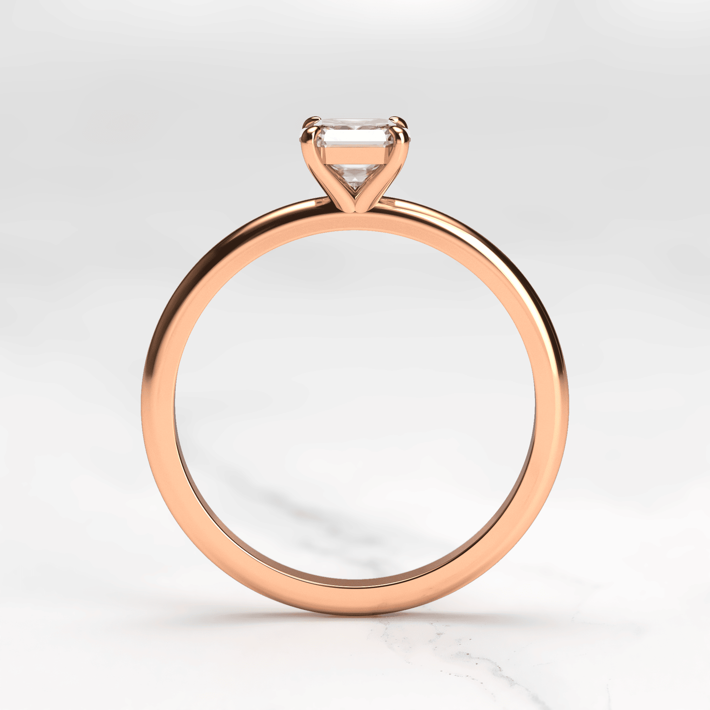 Asscher Cut Vhite Lab Diamond Solitaire Prsten