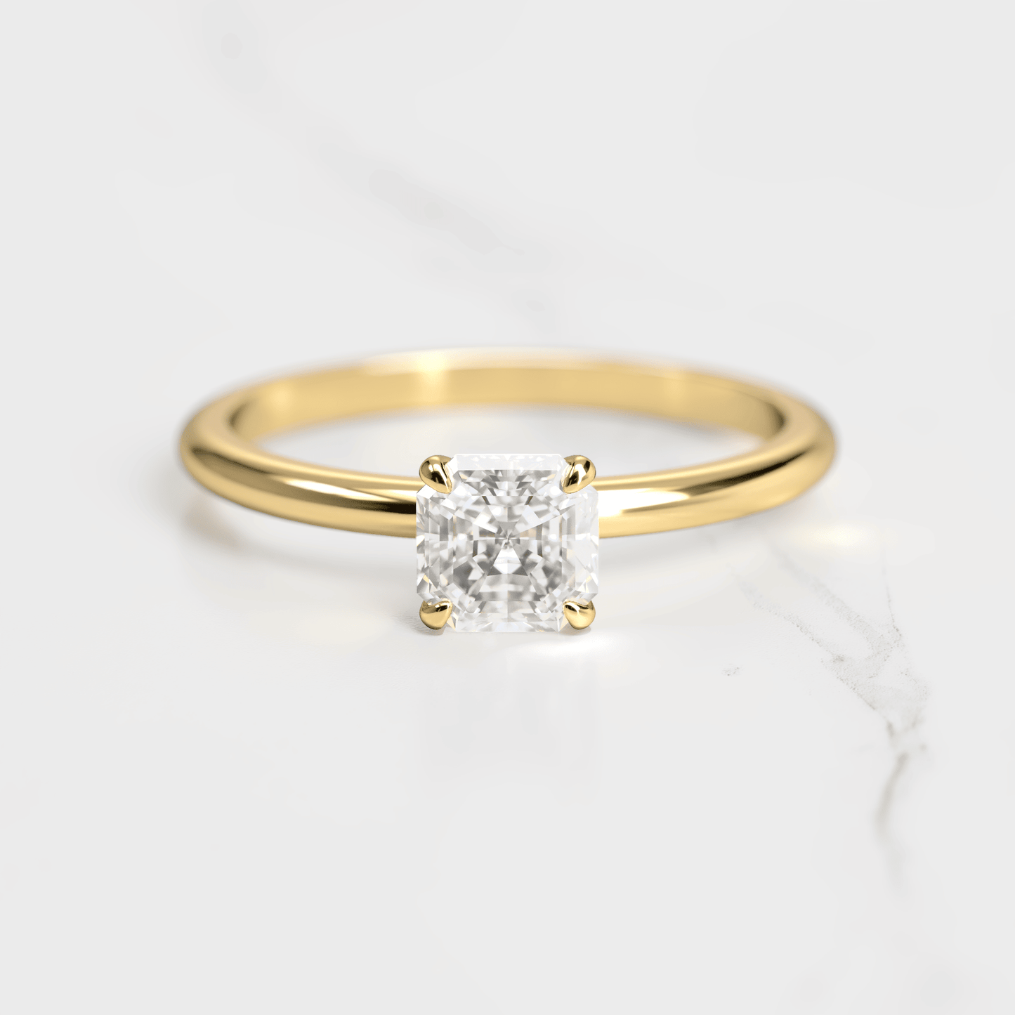 Asscher Cut Vhite Lab Diamond Solitaire Prsten