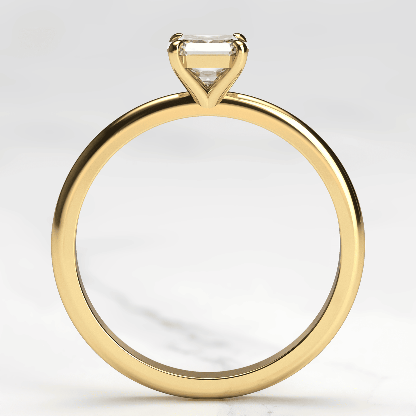 Asscher Cut Vhite Lab Diamond Tapered Solitaire Prsten