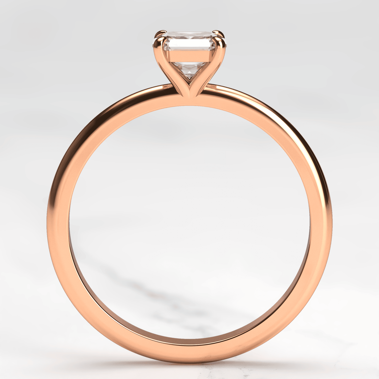 Asscher Cut Vhite Lab Diamond Tapered Solitaire Prsten