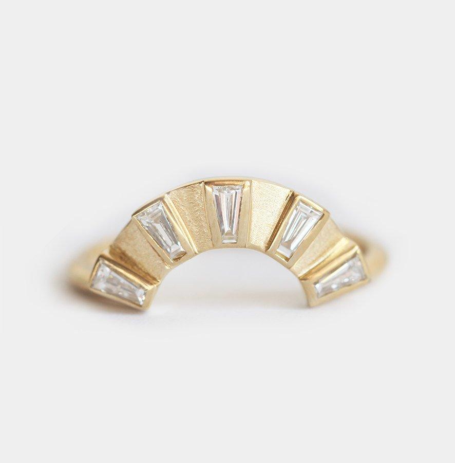 Baguette Vhite Diamond Nesting Band sa glavnim prstenom