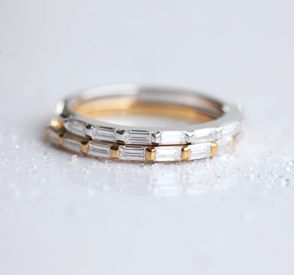 Baguette Vhite Diamond Eterniti Vedding Band