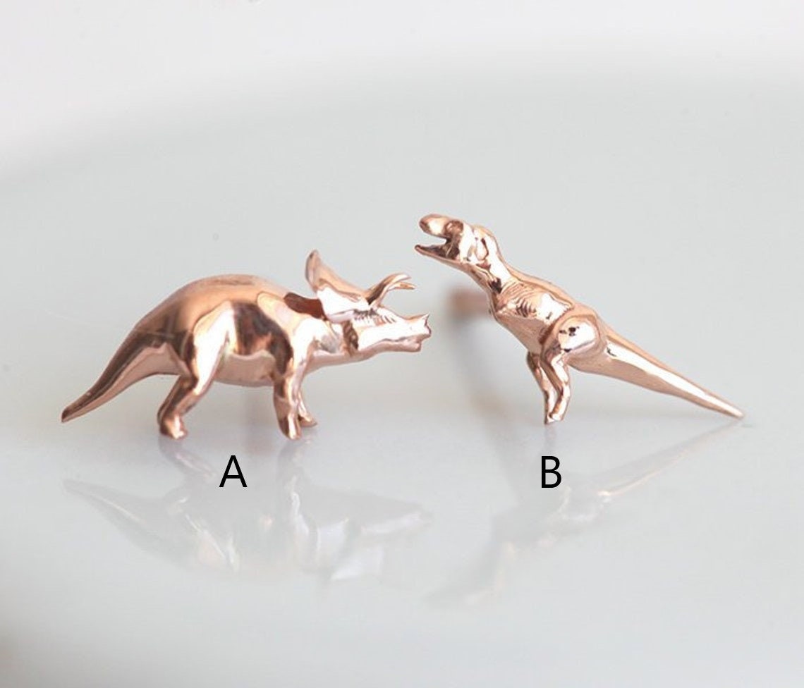 Triceratops i tirannosaurus rek zlatne minđuše