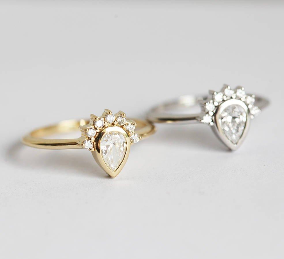Pear Vhite Diamond Halo set vereničkog prstena