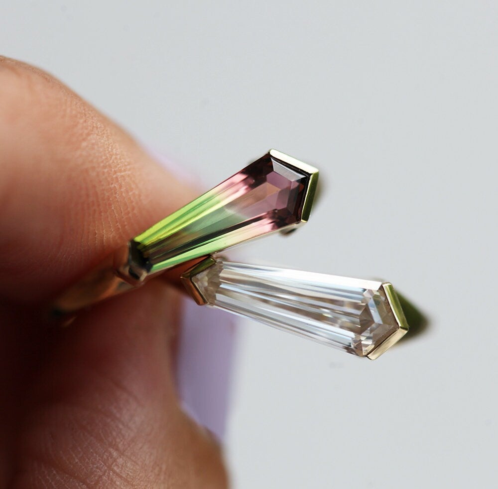 Green Shield Tourmaline Solitaire Prsten