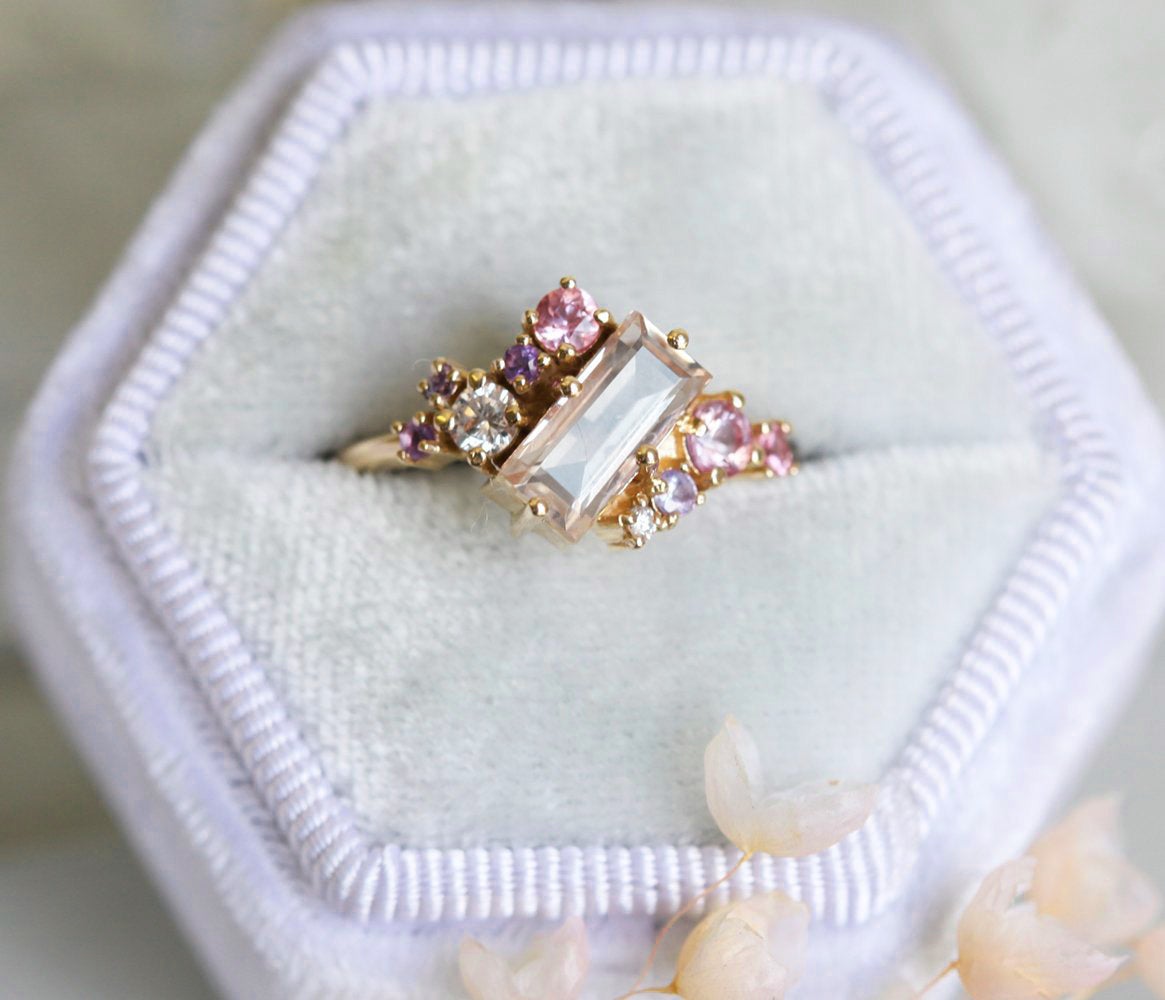 Baguette Morganit Cluster Ring