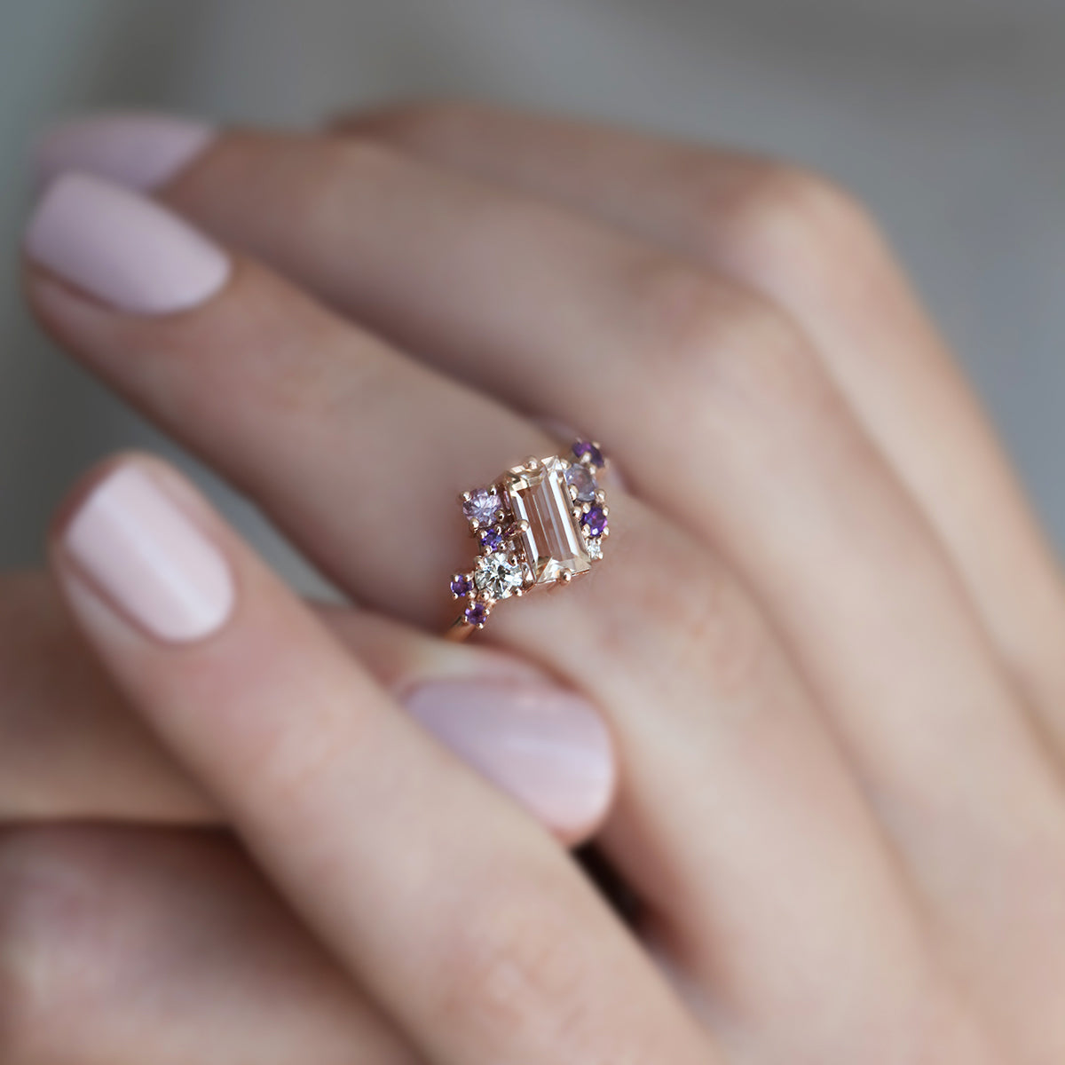 Baguette Morganit Cluster Ring