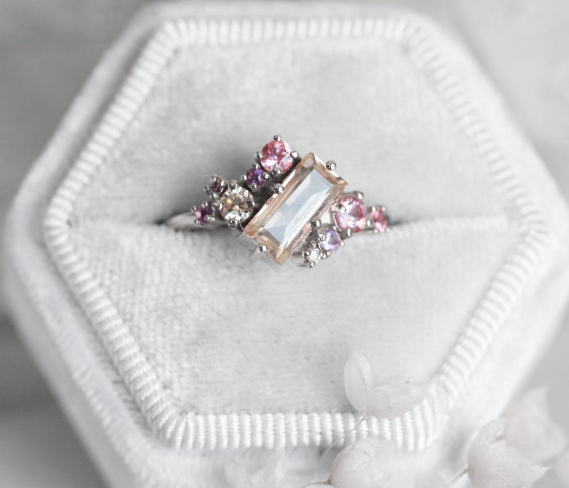 Baguette Morganit Cluster Ring