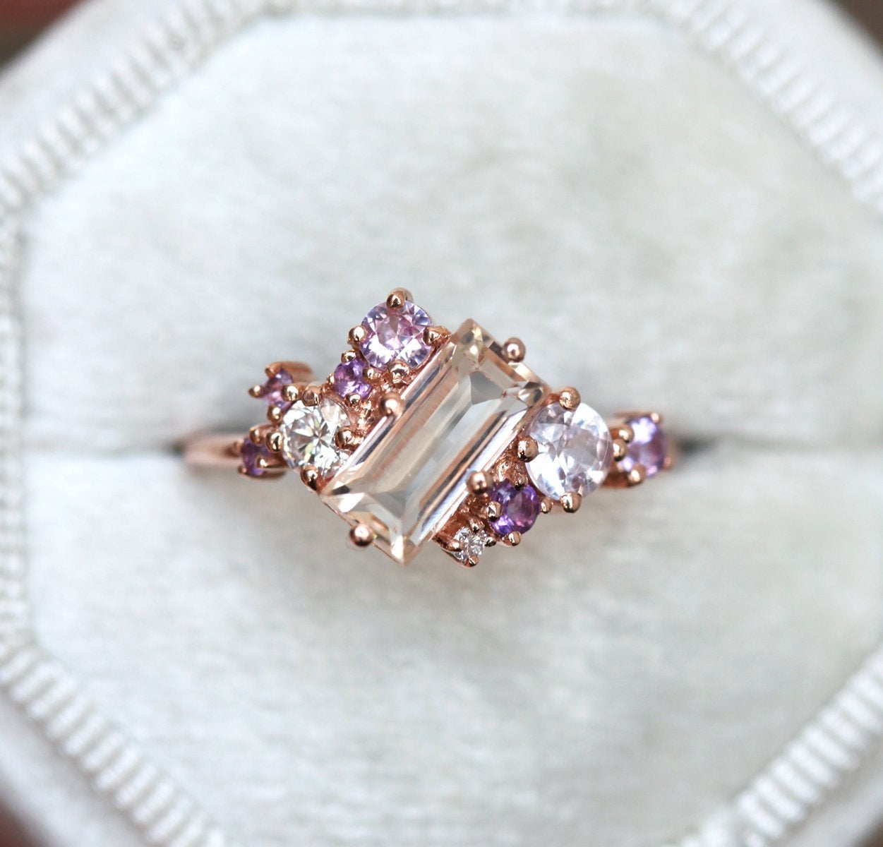Baguette Morganit Cluster Ring