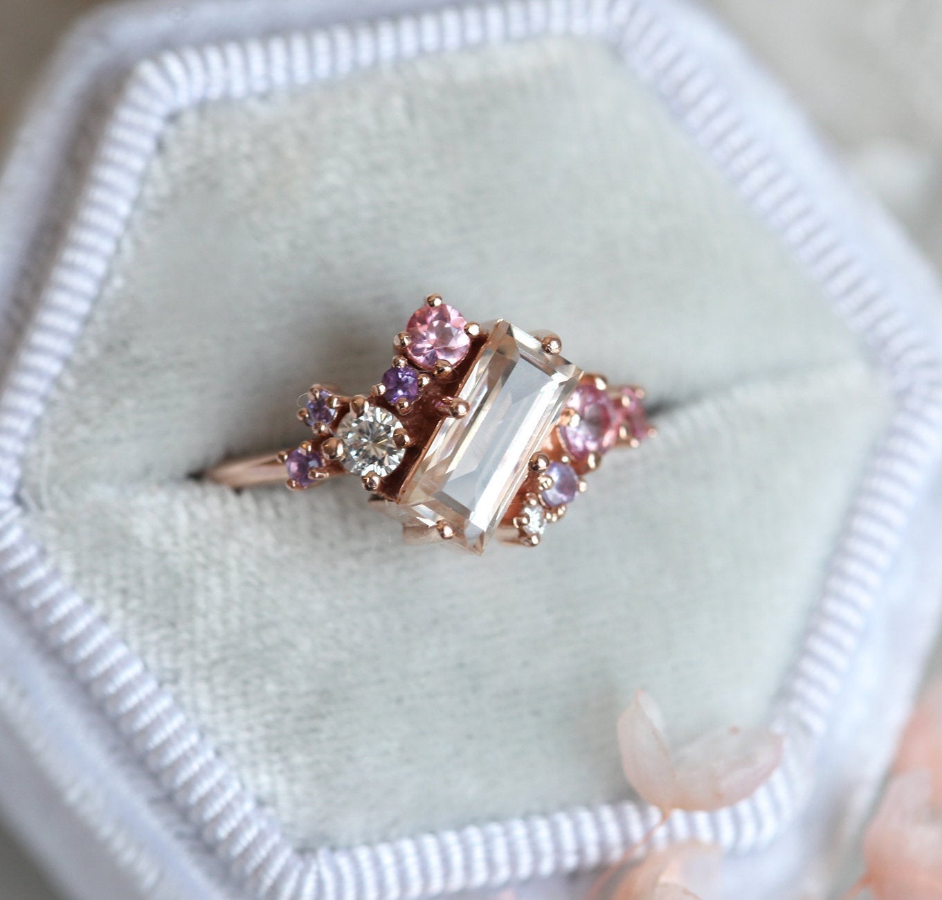 Baguette Morganit Cluster Ring