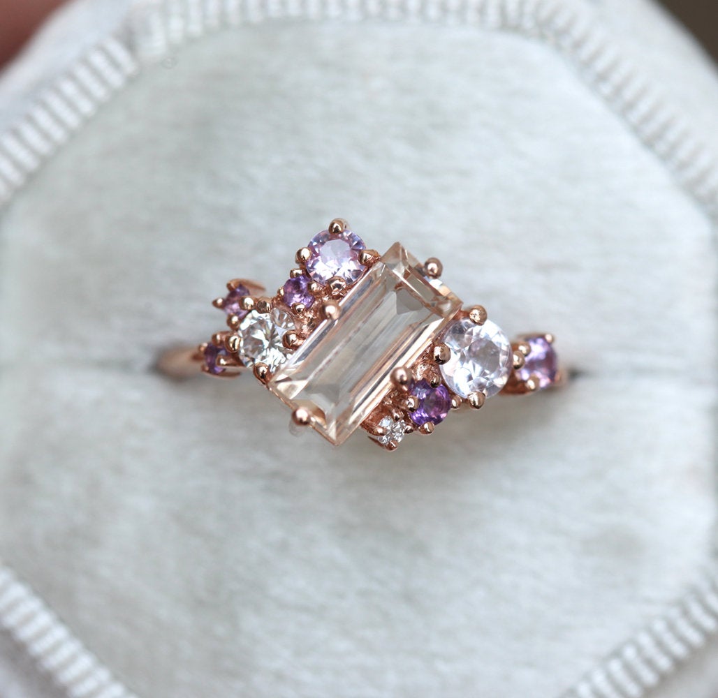 Baguette Morganit Cluster Ring
