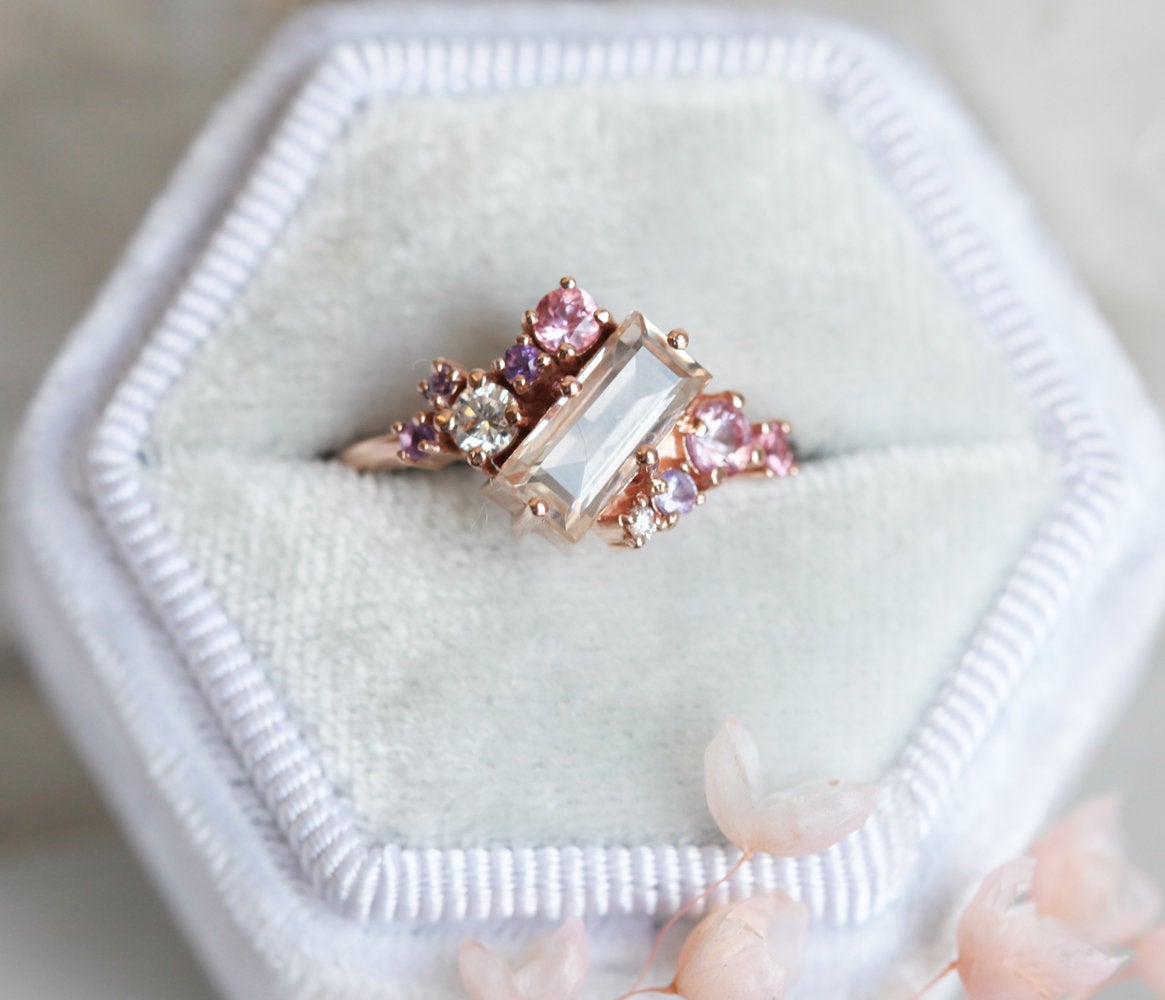 Baguette Morganit Cluster Ring