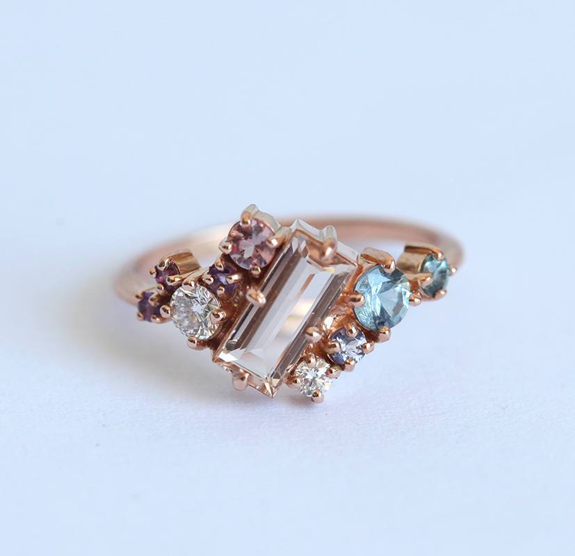 Morganit Cluster Ring