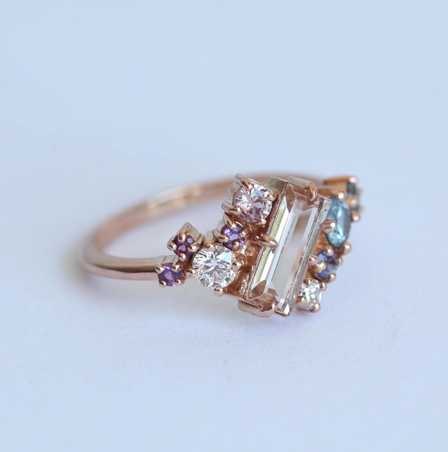 Morganit Cluster Ring