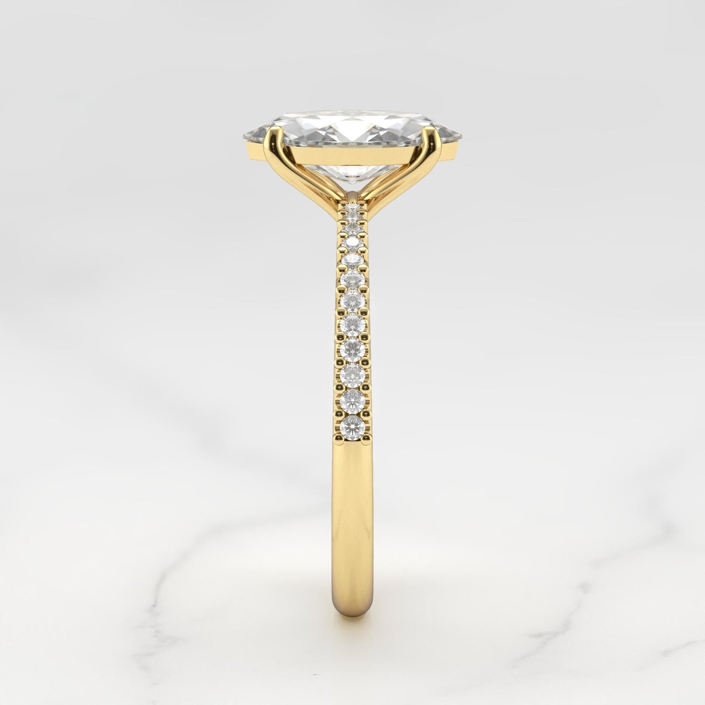 Markuise Half Pave Tapered Diamond Solitaire Prsten