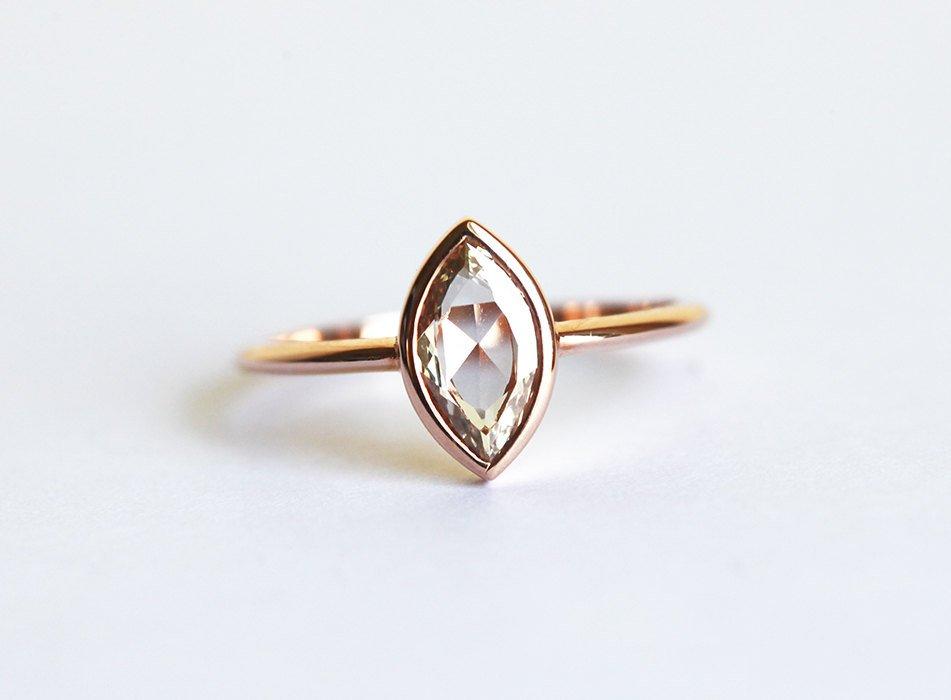 Markuise Solitaire Champagne Diamond Verenički prsten-Capucinne