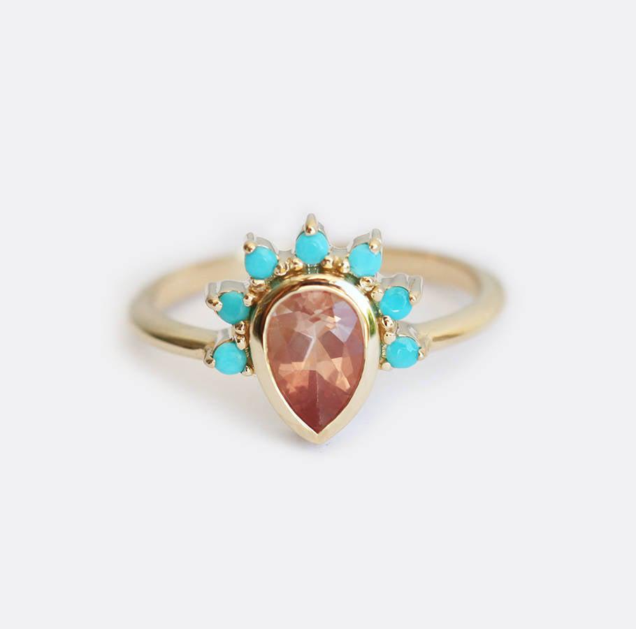 Oregon Sunstone prsten sa tirkiznom krunom-Capucinne