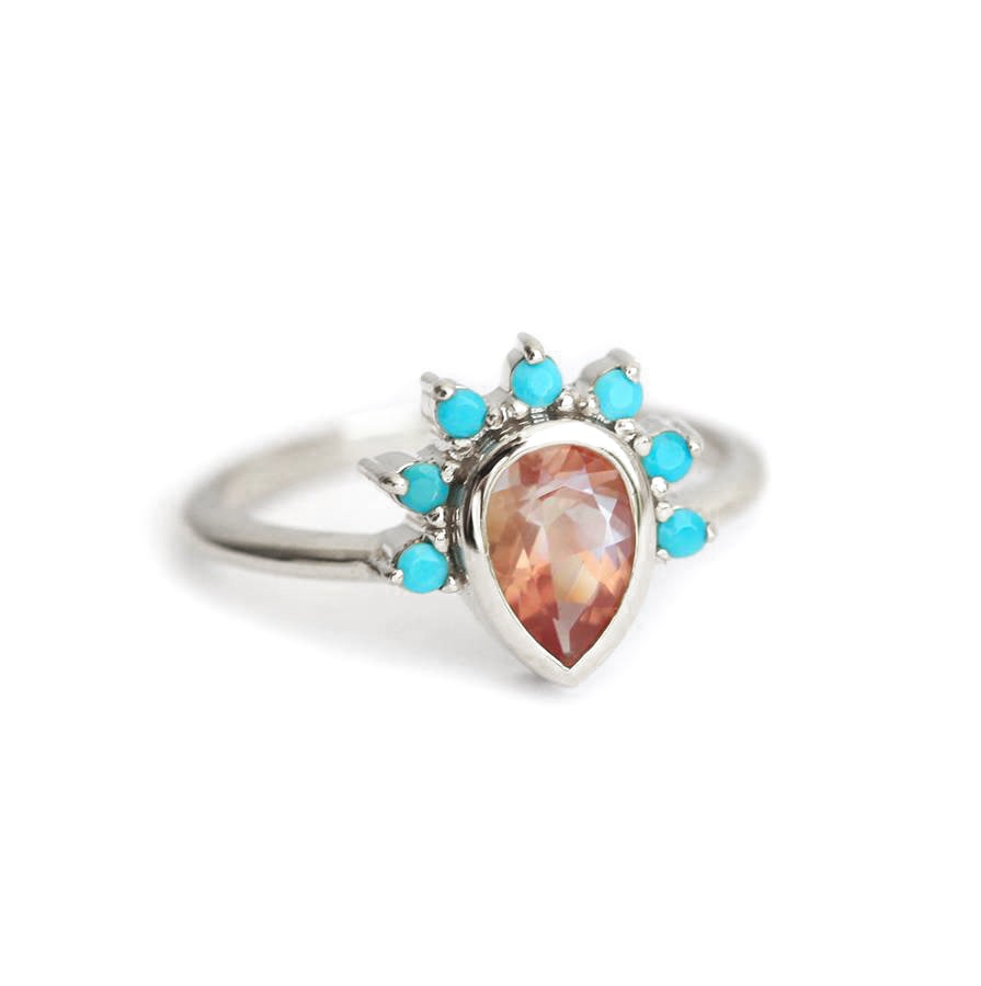 Oregon Sunstone prsten sa tirkiznom krunom-Capucinne