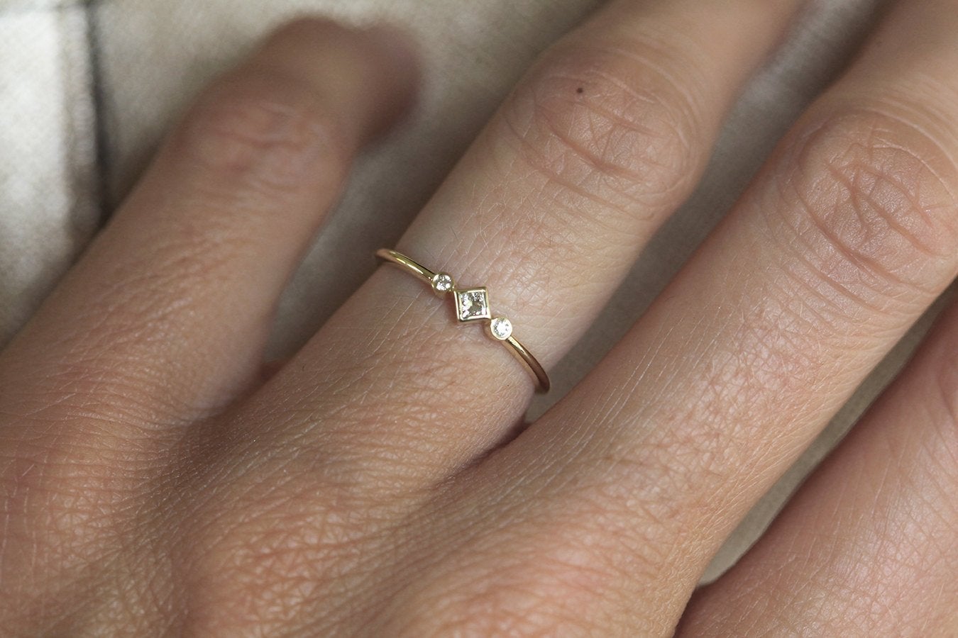 Petite Diamond Ring, Princess Diamond Ring-Capucinne