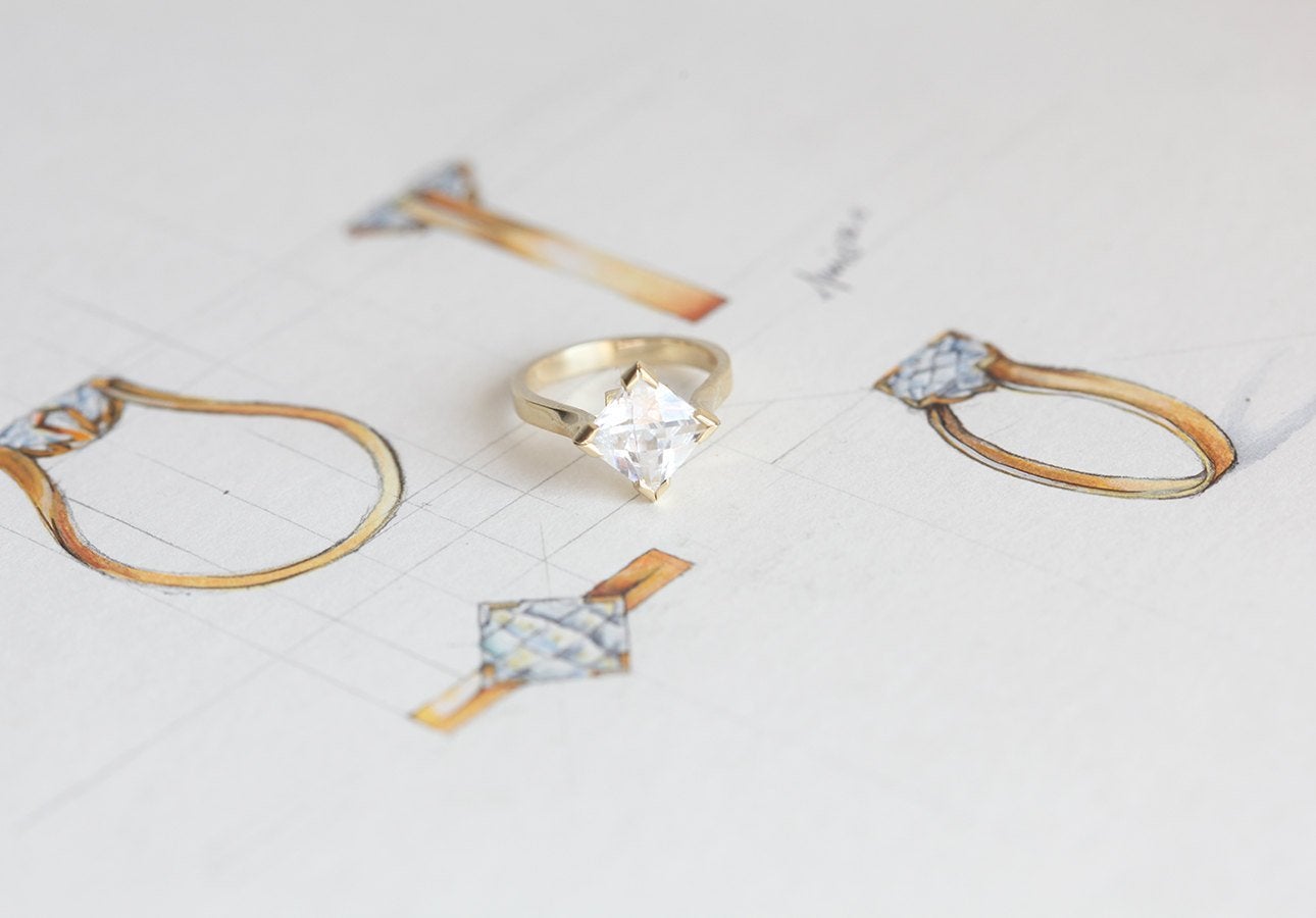Prsten princeze Moissanite, moderni Moissanite prsten-Capucinne