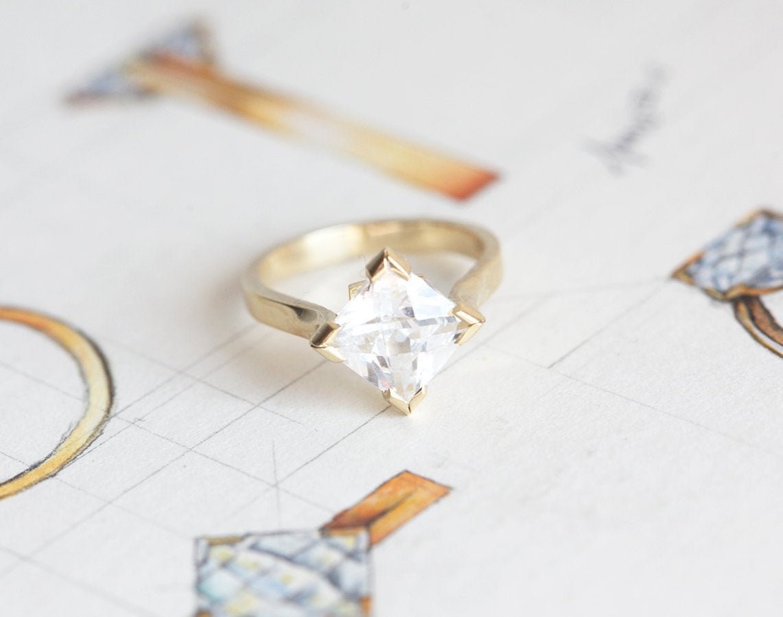 Prsten princeze Moissanite, moderni Moissanite prsten-Capucinne