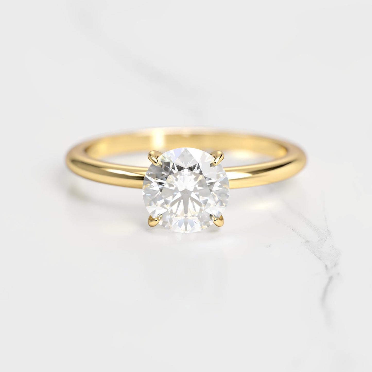 Okrugli konusni pasijans moissanite prsten