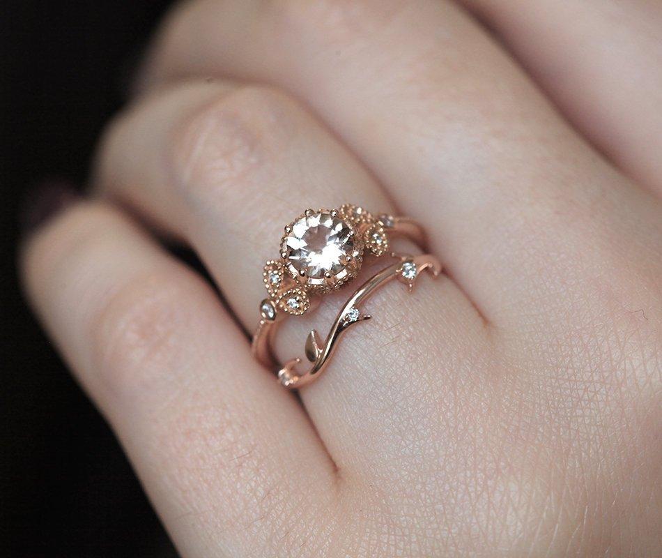 SAVANNAH DIJAMANTSKI PRSTEN, VENČANjE OD 14K ROZE ZLATA-Capucinne