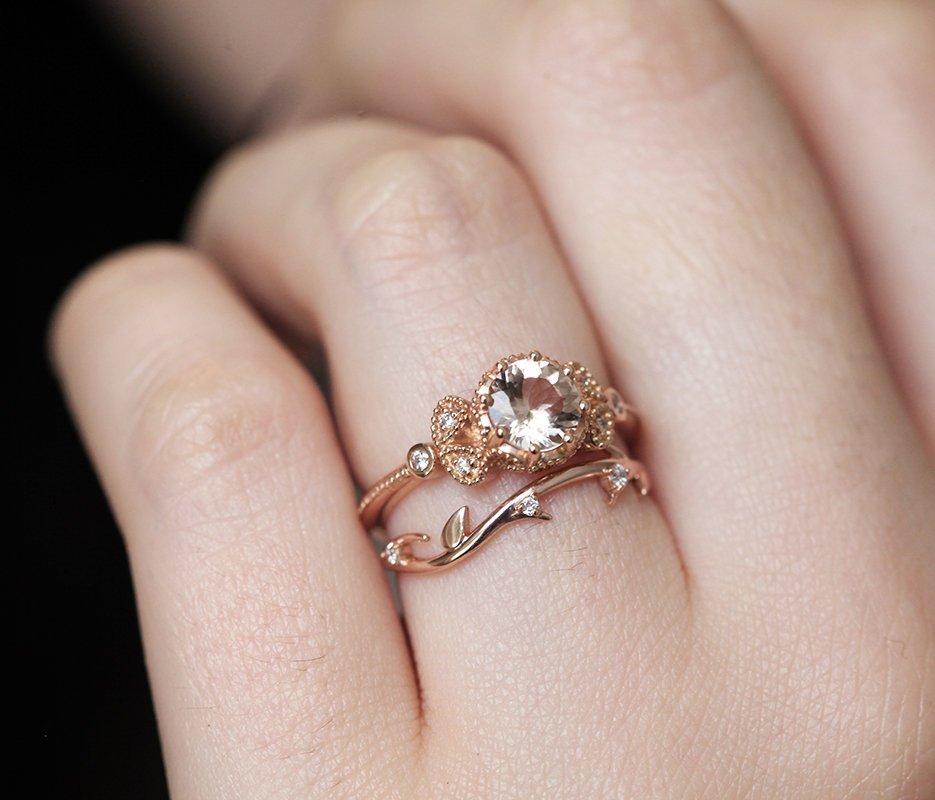 SAVANNAH DIJAMANTSKI PRSTEN, VENČANjE OD 14K ROZE ZLATA-Capucinne