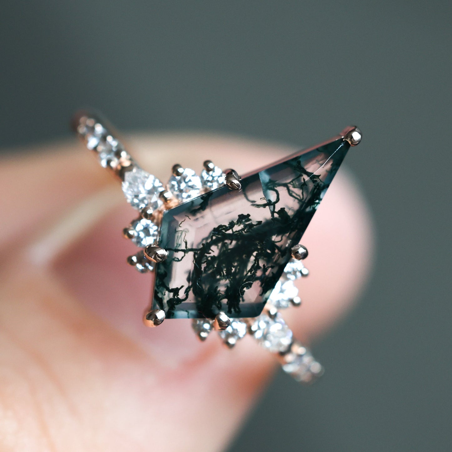 ABIGAIL Kite Moss Agate AND DIAMAND SET | Prstenovi | Capucinne