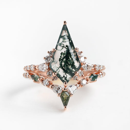 ABIGAIL Kite Moss Agate AND DIAMAND SET | Prstenovi | Capucinne