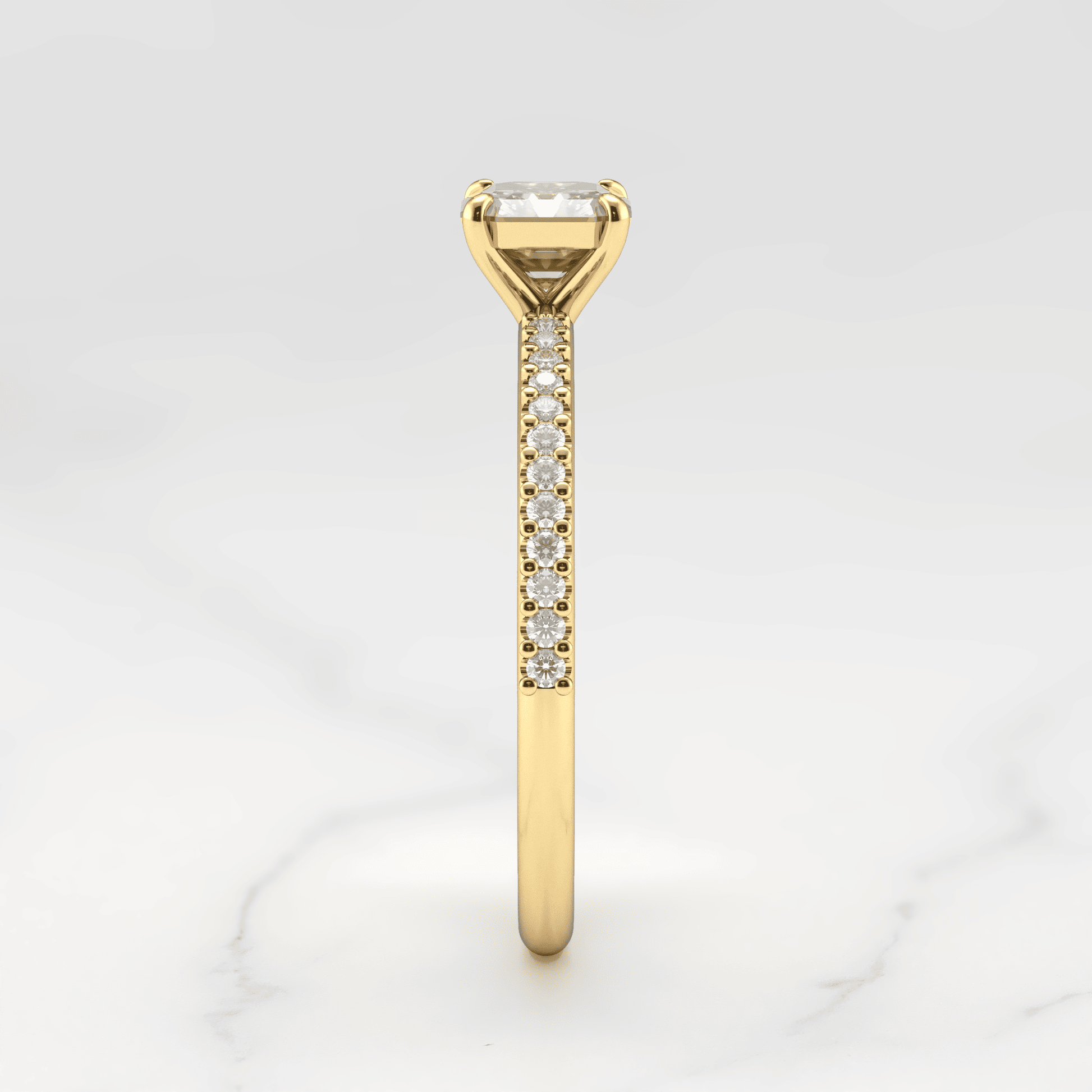 Asscher Cut Lab beli dijamant na Half Pave Eterniti dijamantskom prstenu