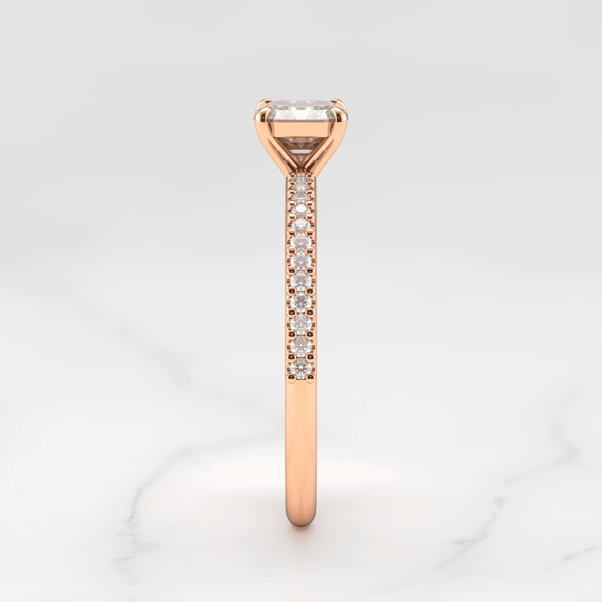 Asscher Cut Lab beli dijamant na Half Pave Eterniti dijamantskom prstenu