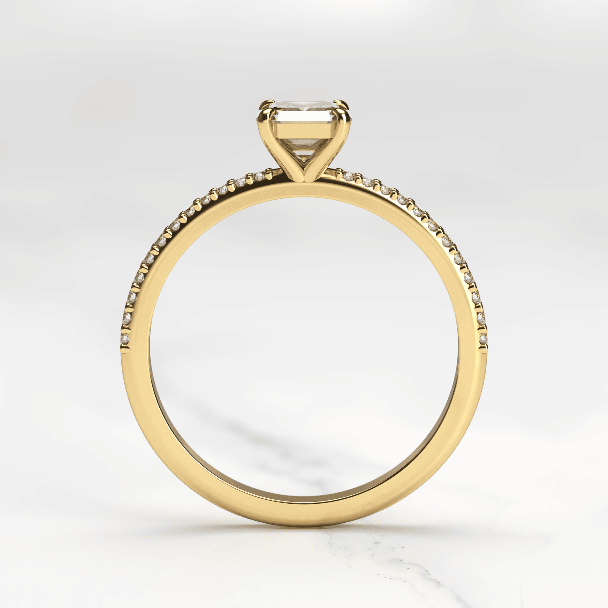 Asscher Cut Lab beli dijamant na Half Pave Eterniti dijamantskom prstenu