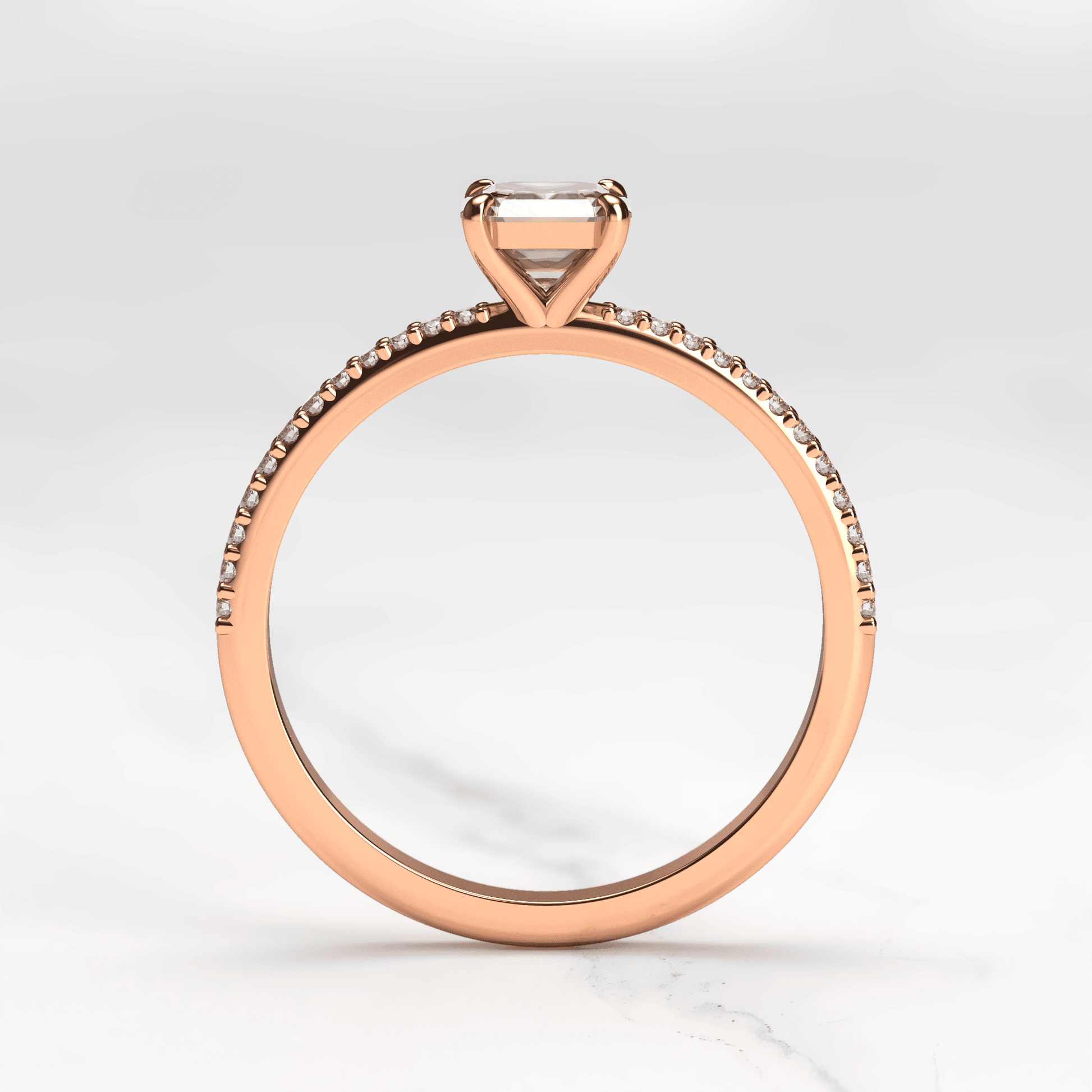 Asscher Cut Lab beli dijamant na Half Pave Eterniti dijamantskom prstenu