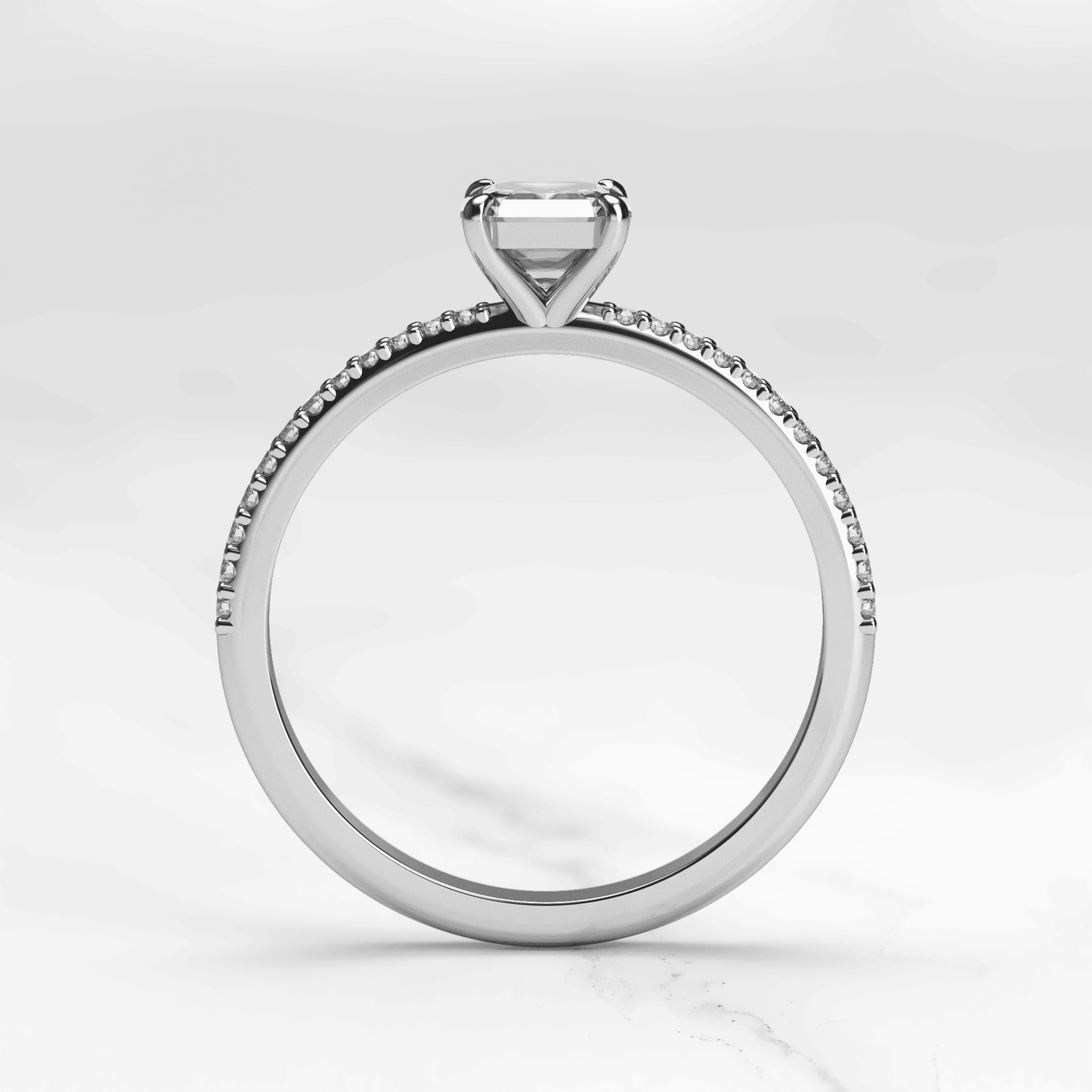 Asscher Cut Lab beli dijamant na Half Pave Eterniti dijamantskom prstenu