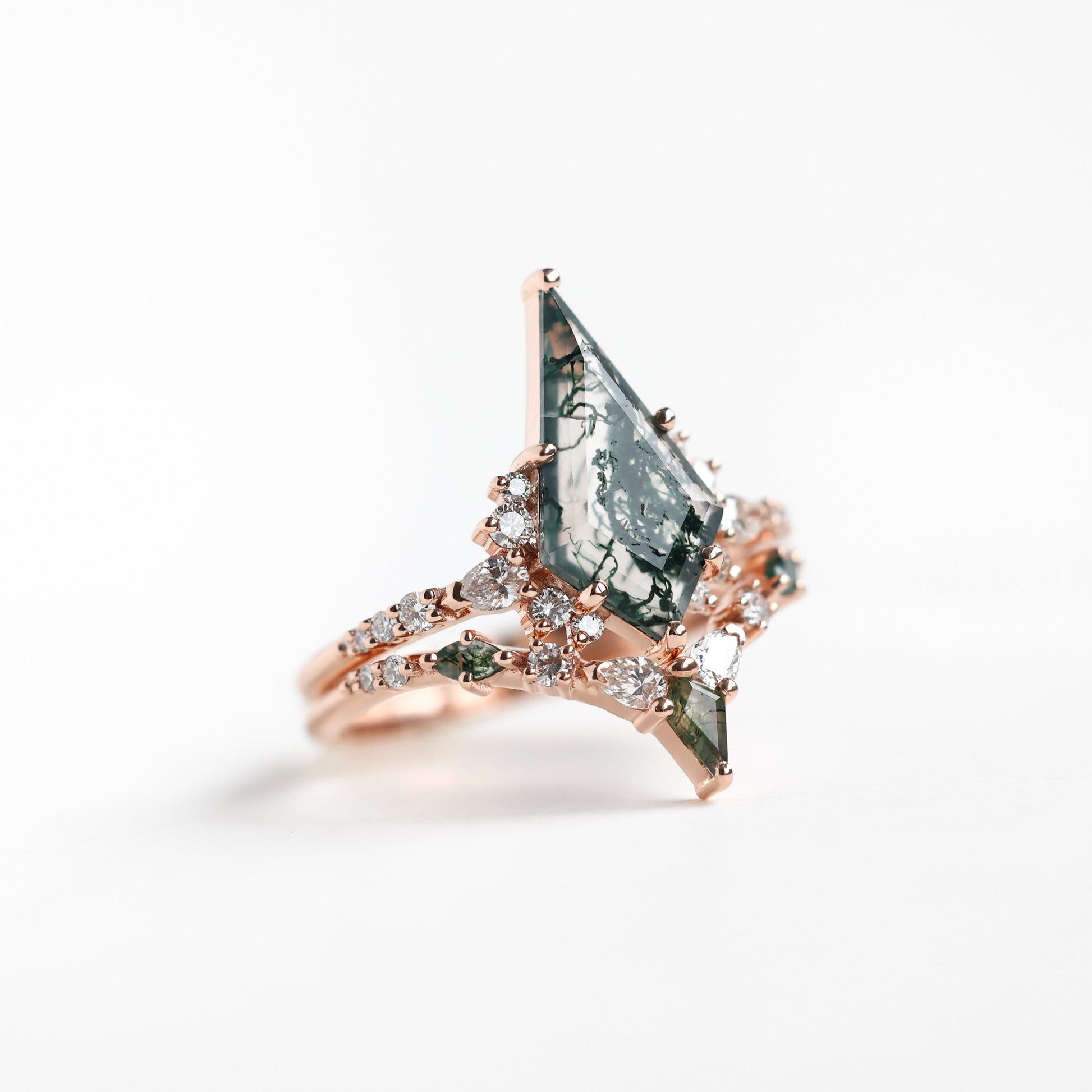 ABIGAIL Kite Moss Agate AND DIAMAND SET | Prstenovi | Capucinne