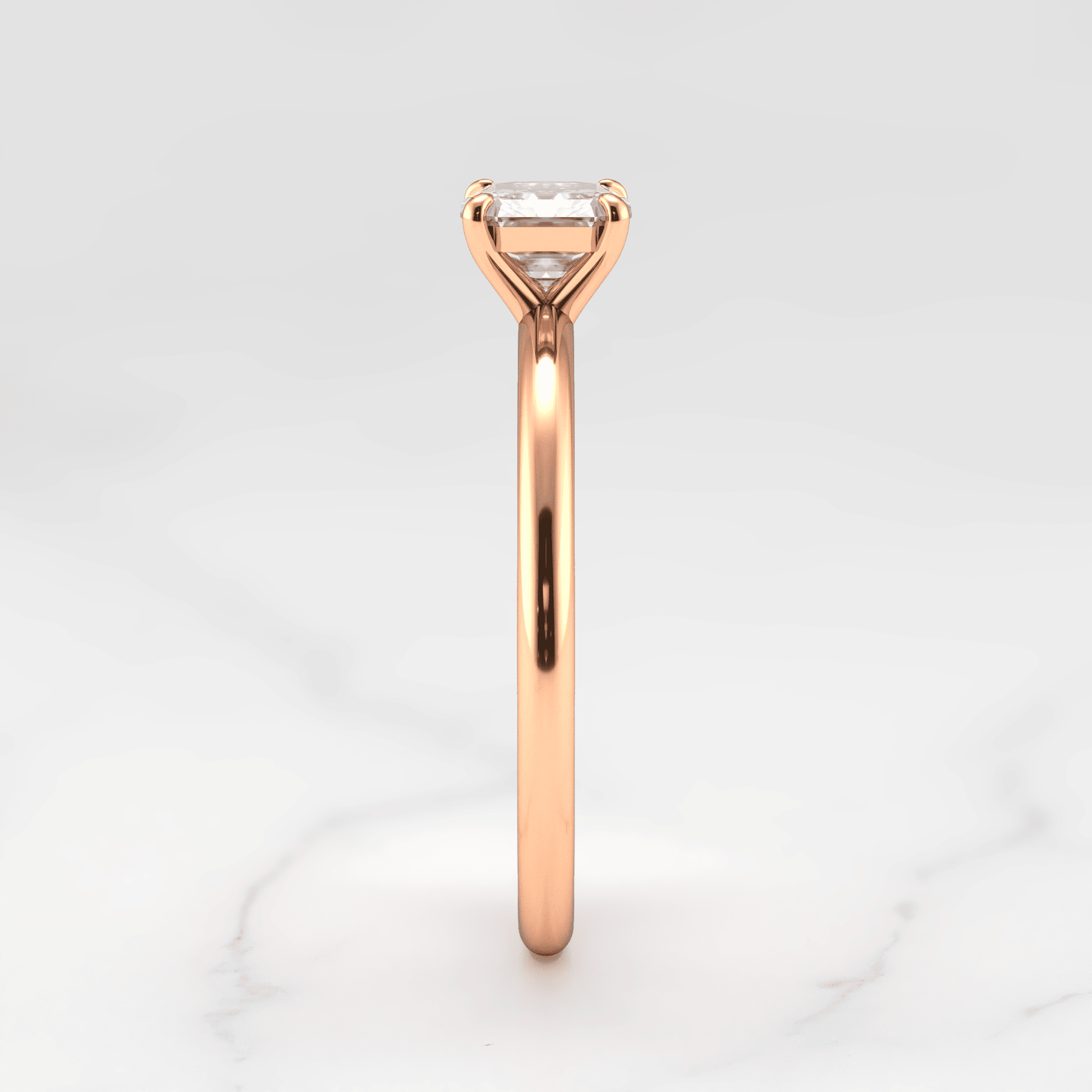 Asscher Cut Vhite Lab Diamond Solitaire Prsten