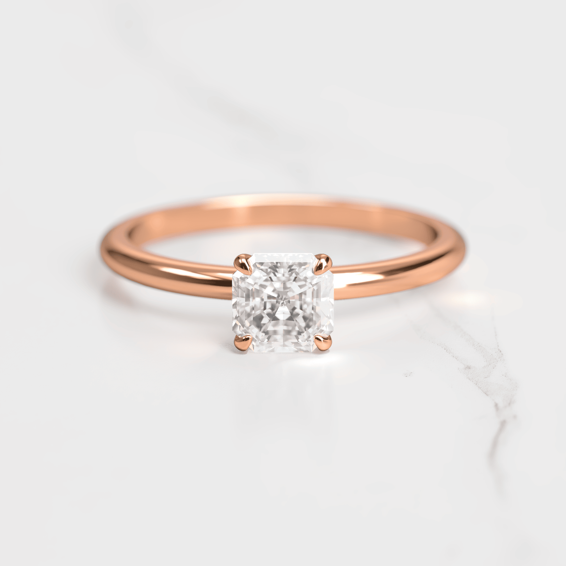 Asscher Cut Vhite Lab Diamond Solitaire Prsten