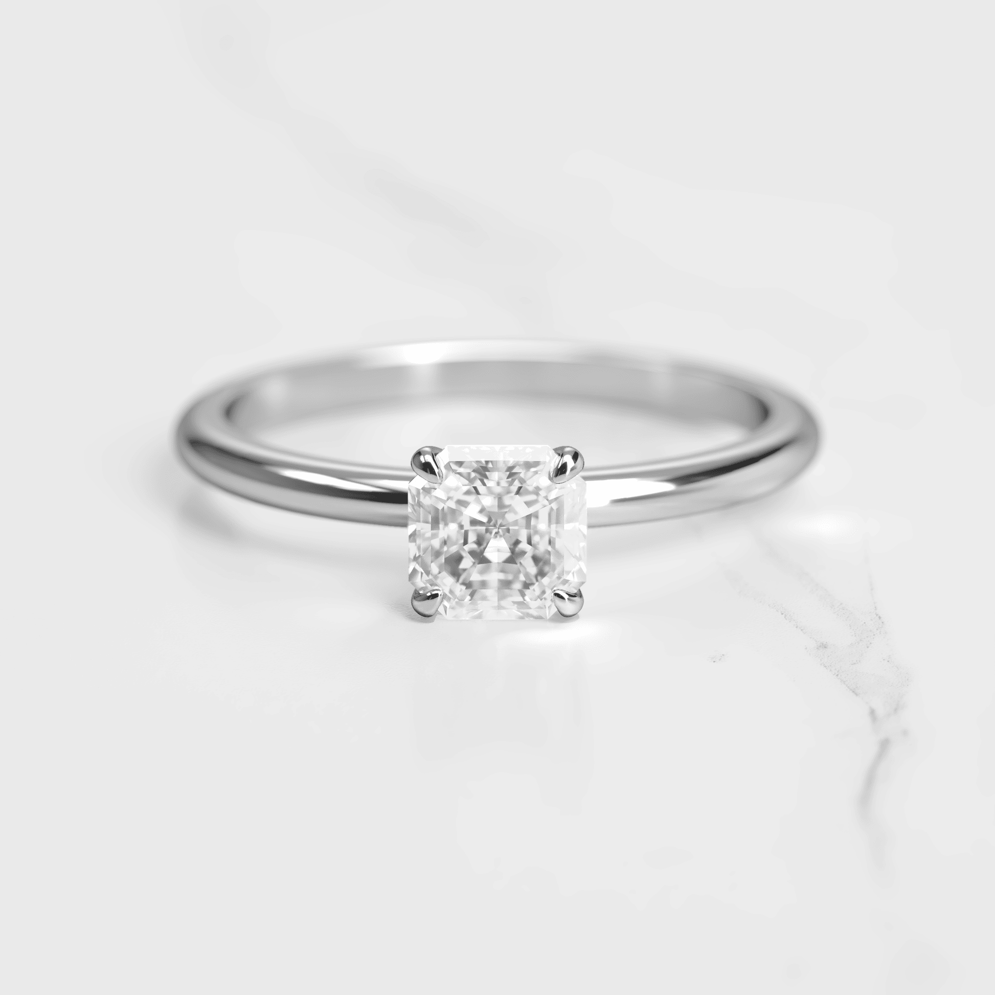 Asscher Cut Vhite Lab Diamond Solitaire Prsten