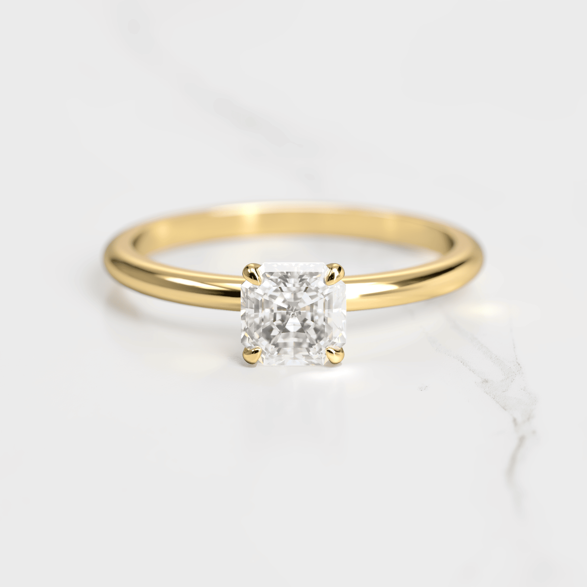 Asscher Cut Vhite Lab Diamond Solitaire Prsten