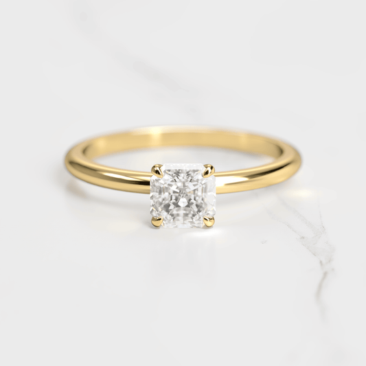 Asscher Cut Vhite Lab Diamond Solitaire Prsten