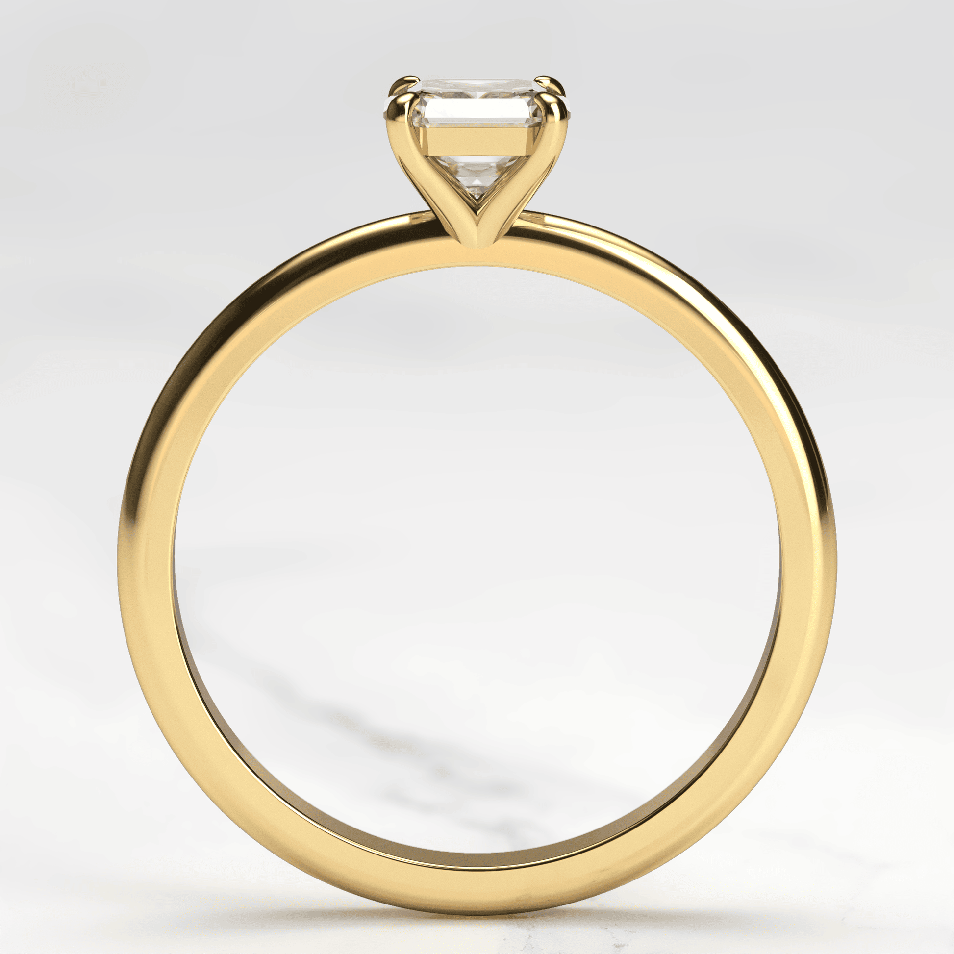 Asscher Cut Vhite Lab Diamond Tapered Solitaire Prsten