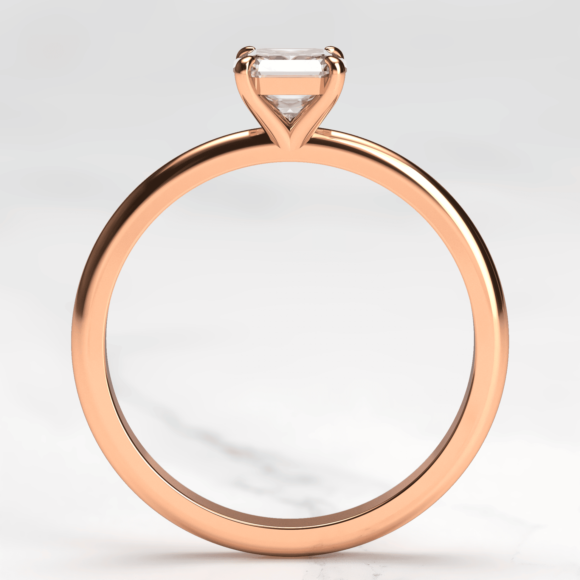 Asscher Cut Vhite Lab Diamond Tapered Solitaire Prsten