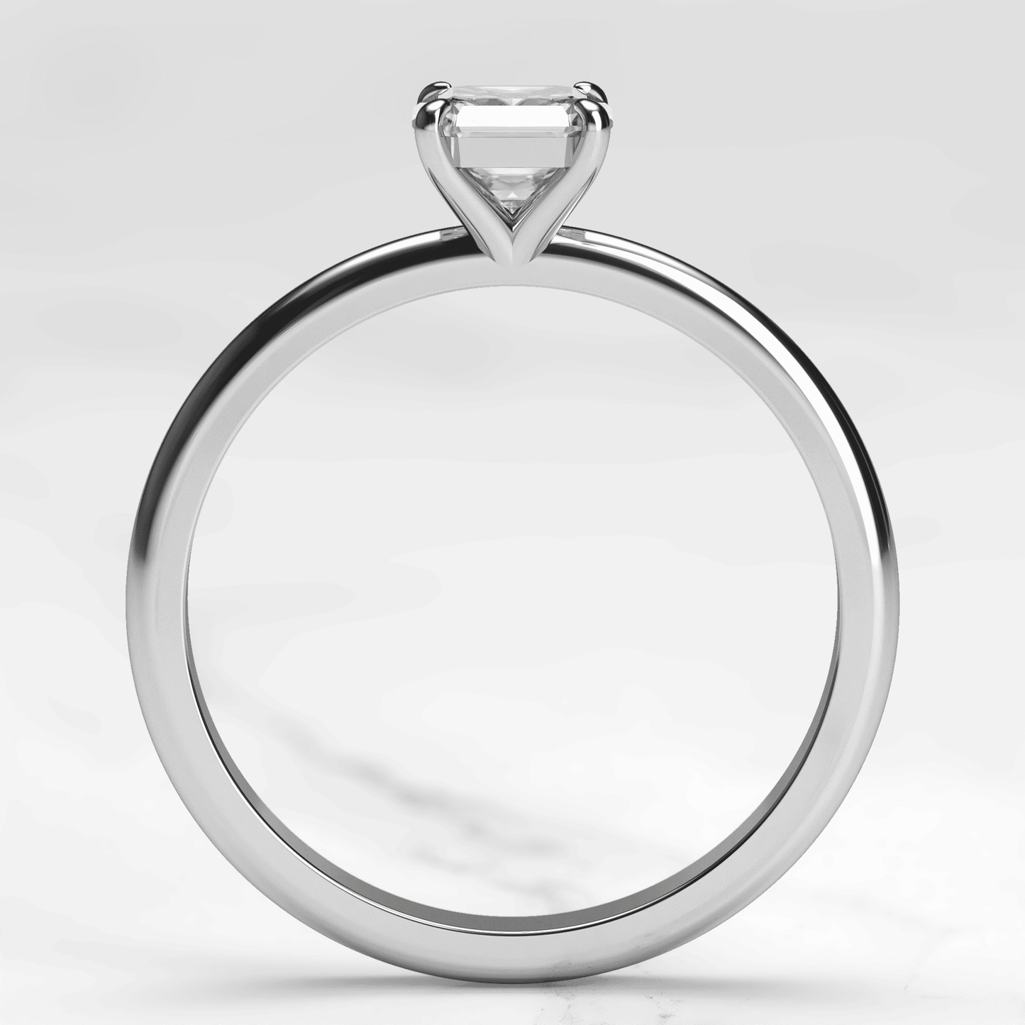 Asscher Cut Vhite Lab Diamond Tapered Solitaire Prsten