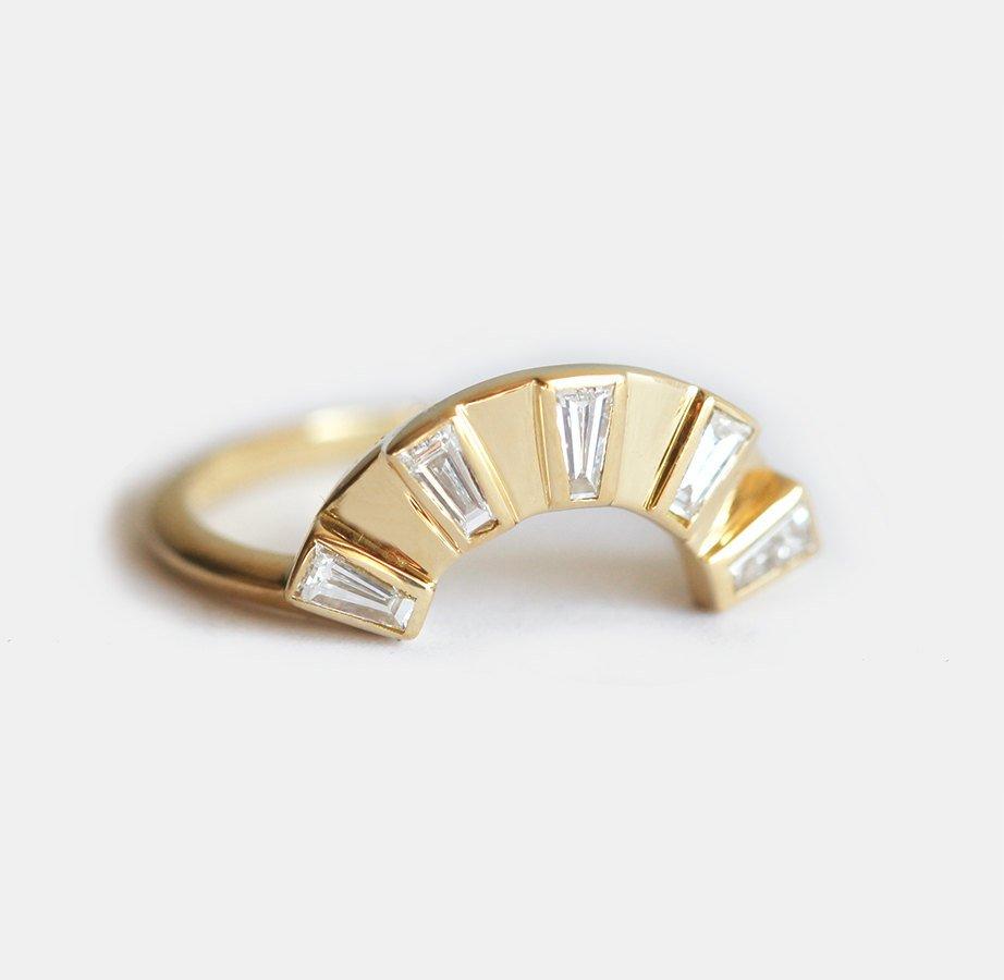 Baguette Vhite Diamond Nesting Band sa glavnim prstenom